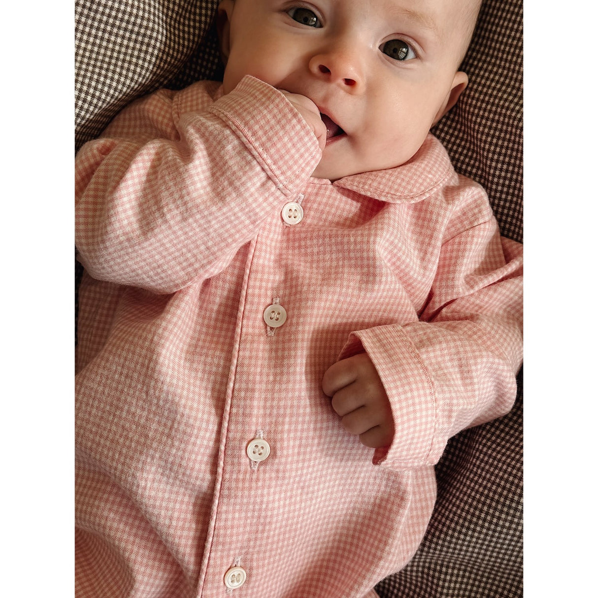 Lalaby Tiny Check Pink Classic Pj Suit