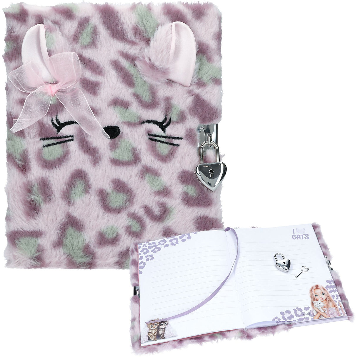 TOPModel Cosy Cat Diary With Lock Lilac