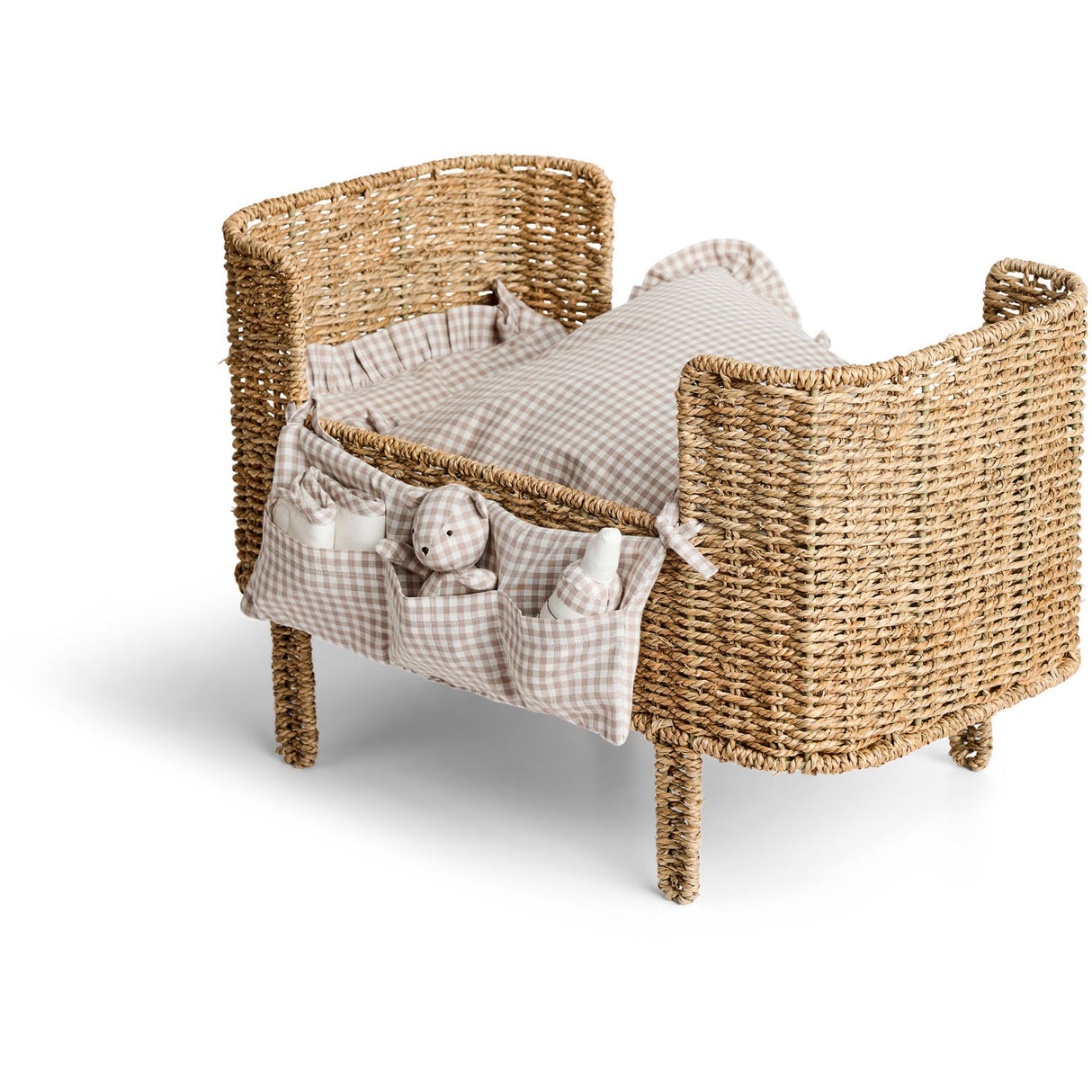 Smallstuff Delicate Nature Gingham Storage With Accessories For Doll Bed
