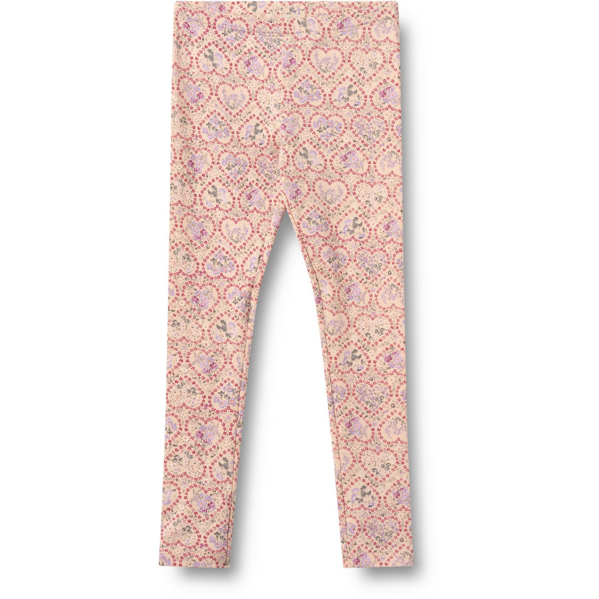 Wheat Magenta Heart Flowers 2 Leggings Jules