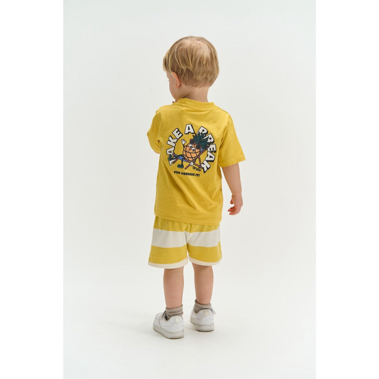 THE NEW Siblings Cream Gold Striped Tnsttrevor Jersey Shorts