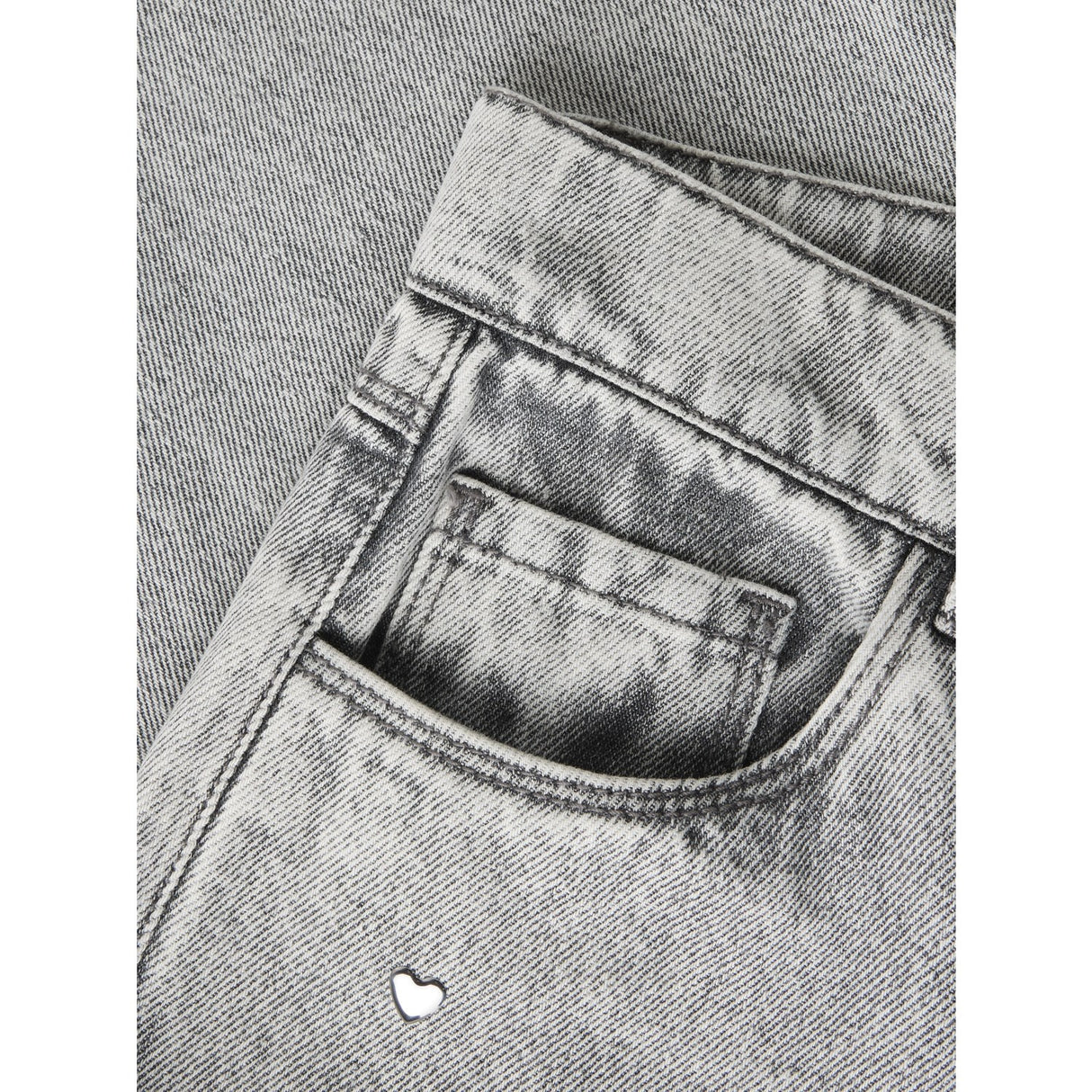 Name It Light Grey Denim Nkfrose Wide Heart Studs Jeans 2021-Za D