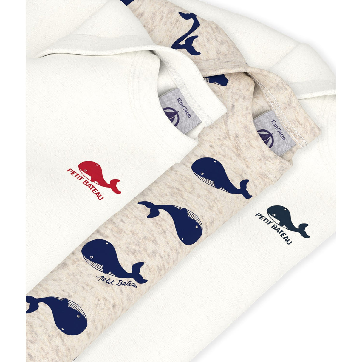 Petit Bateau Montelimar/Medieval Long Sleeve Bodysuit 3-Pack