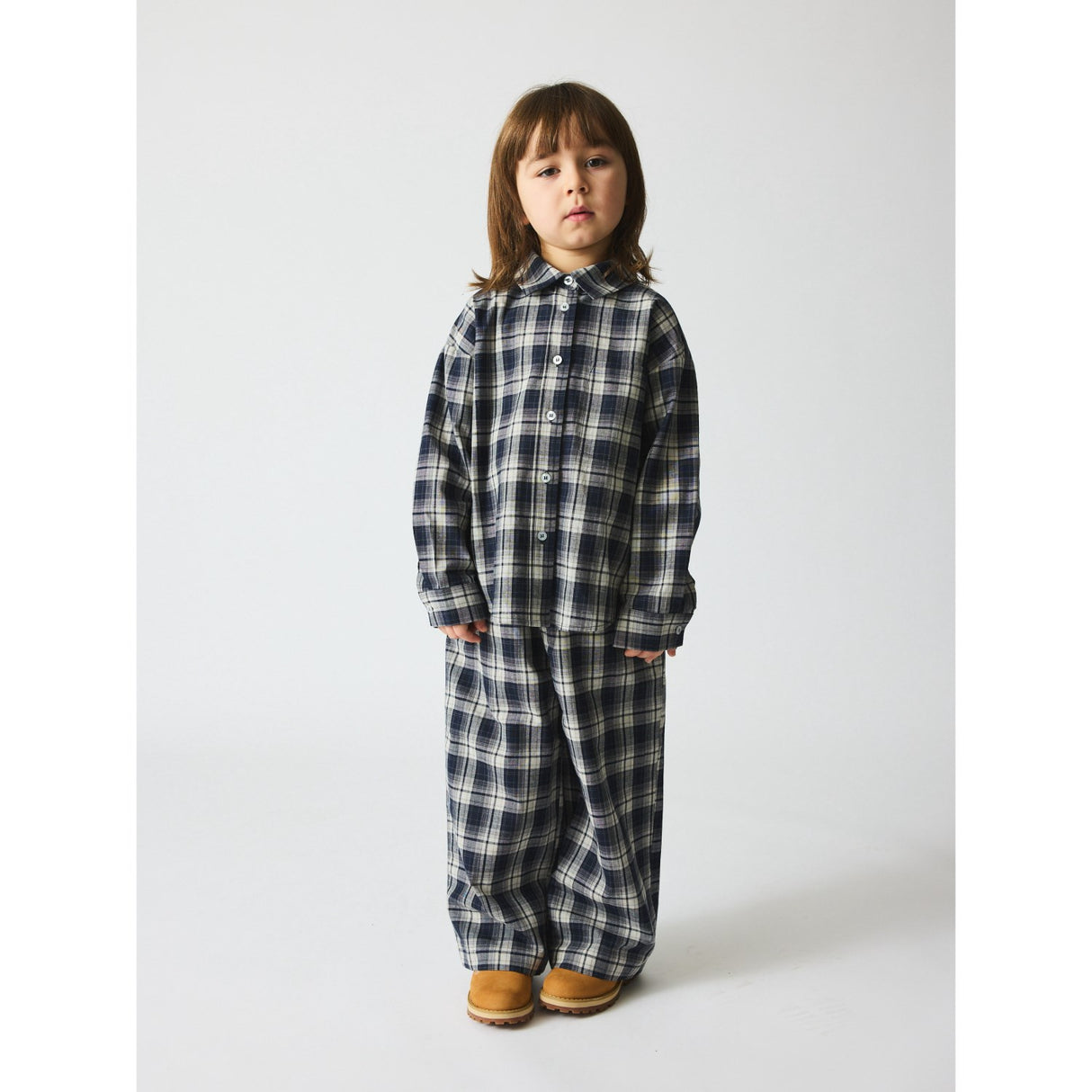 brunobruno nation Mood Indigo Blue Check Francis Navy Check Pants