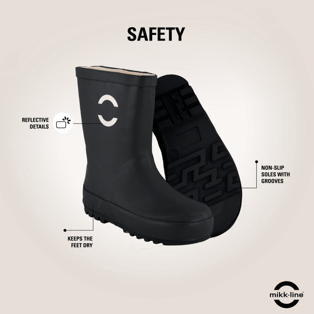 Mikk-Line Black Wellies Solid