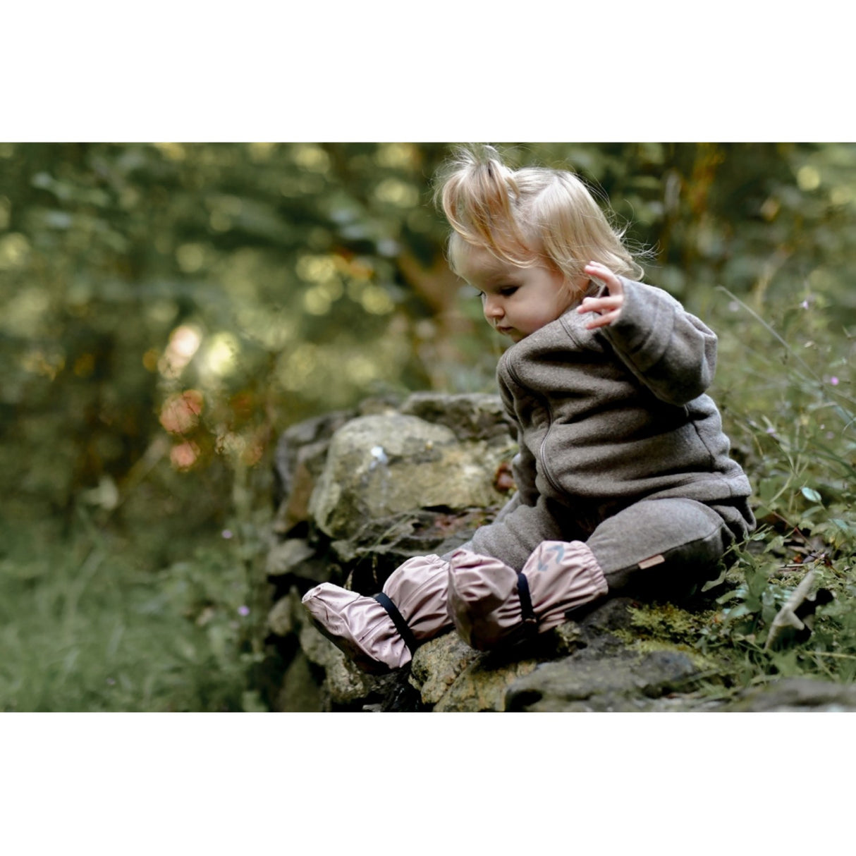 Mikk-Line Rain Footies w. Fleece Adobe Rose
