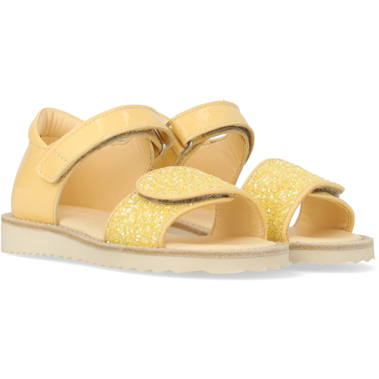 Angulus Mellow Yellow/Pineapple Glitter Sandal With Funklende Glitterdetalje