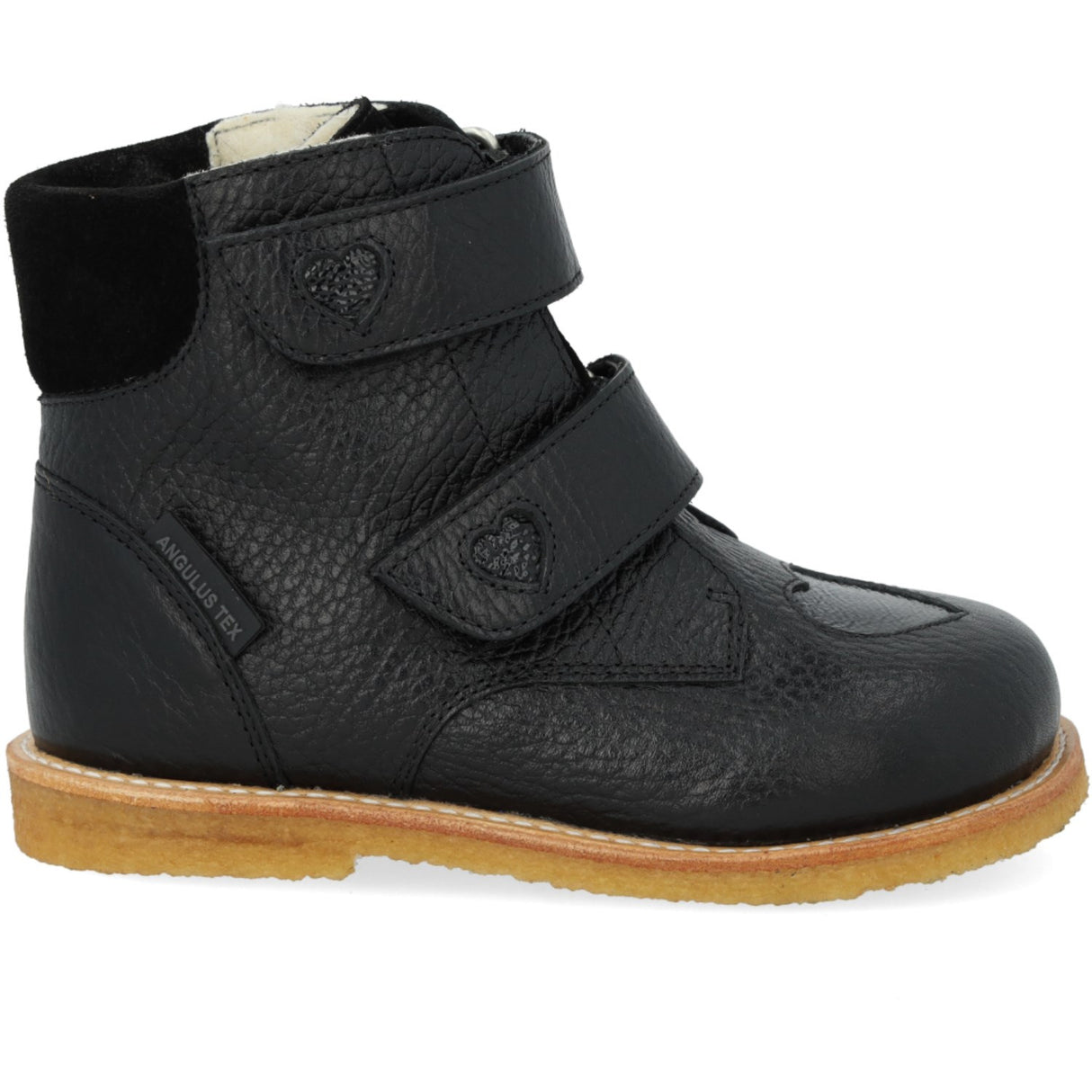 Angulus Black/Black/Black Tex-Støvle With Funklende Glitterhjerter