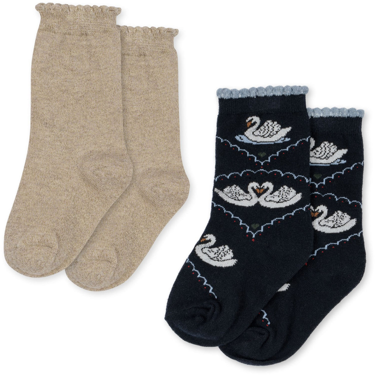 Konges Sløjd Navy/Off White 2 Pack Jacquard Swan Socks