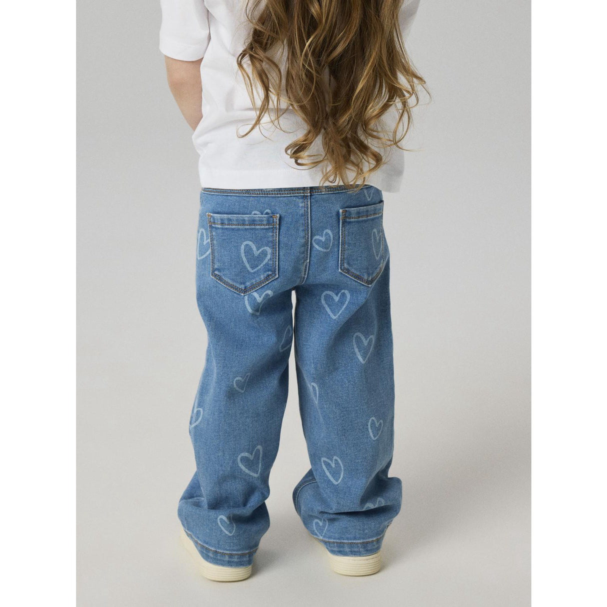 Name It Medium Blue Denim Heart Nmfrose Wide Aop Jeans 4044-On Noos