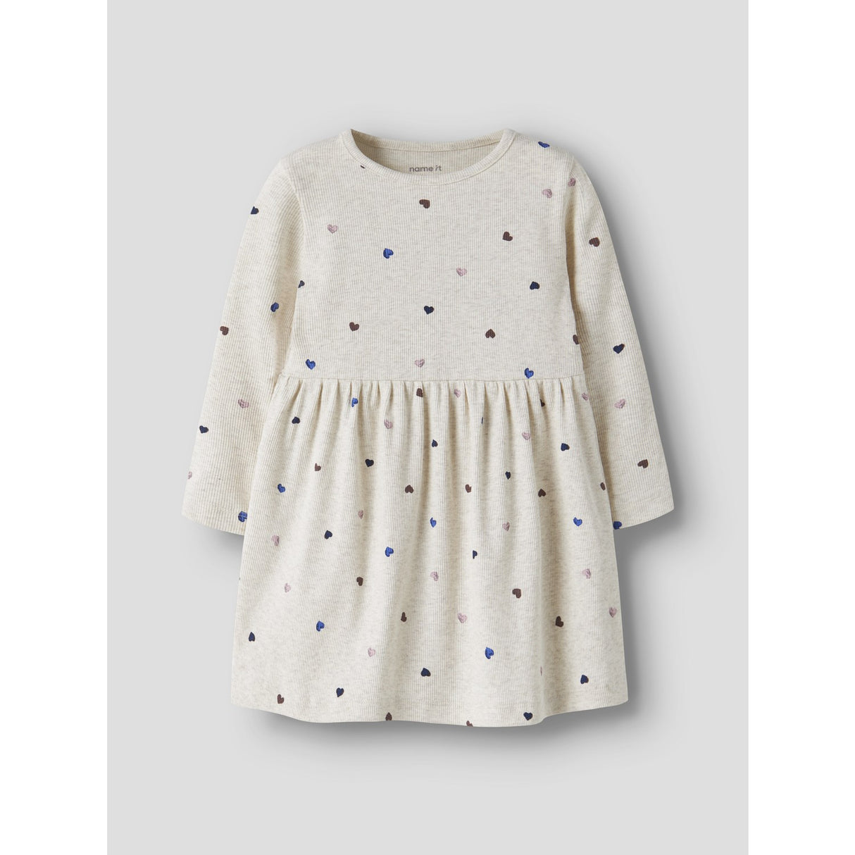 Name It Peyote Melange Hearts Nmfnutti Ls Dress Noos