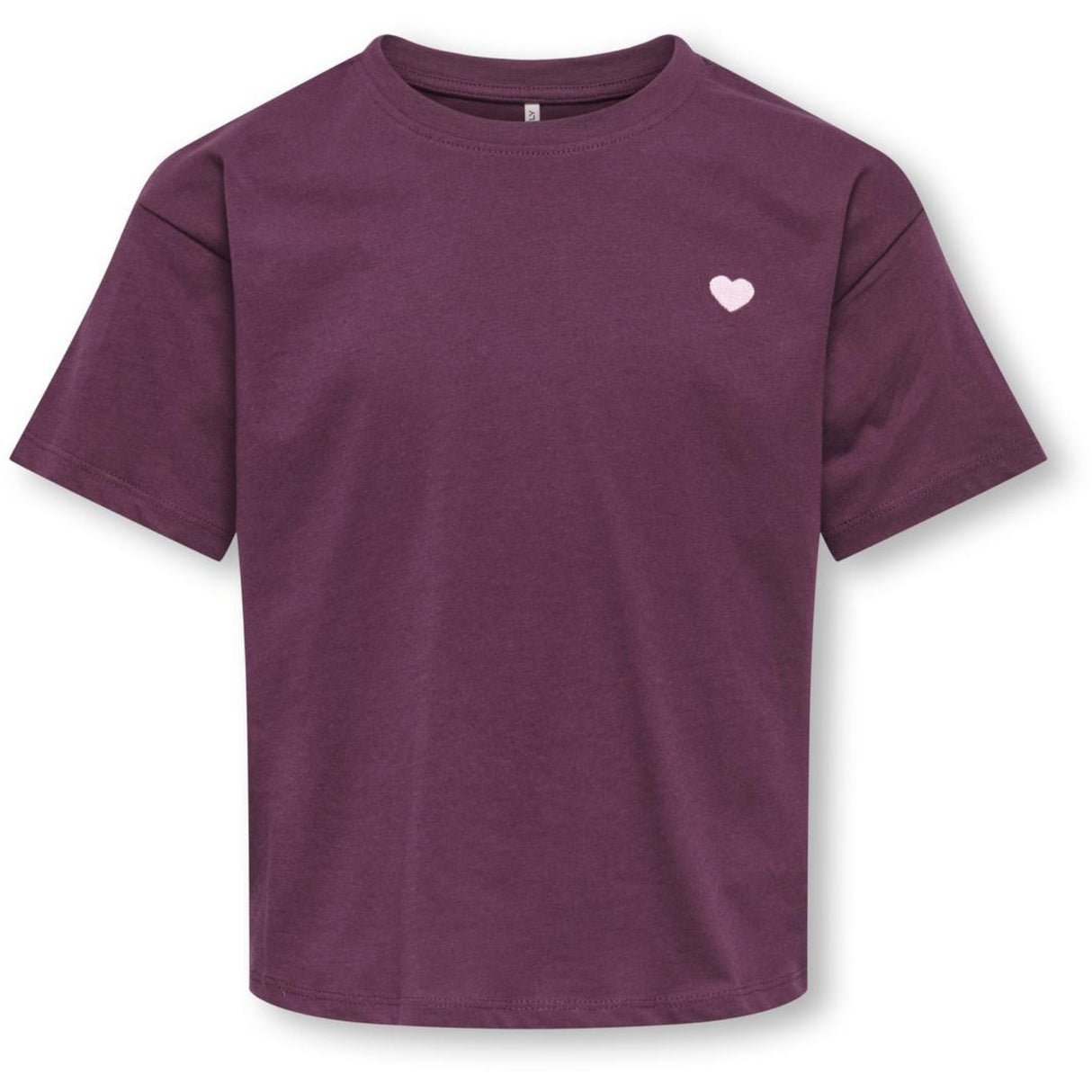 kids ONLY Mauve Wine Heart Emb/Sea Pink Kogmaiken Life Cropheart Ss Top Jrs Noos