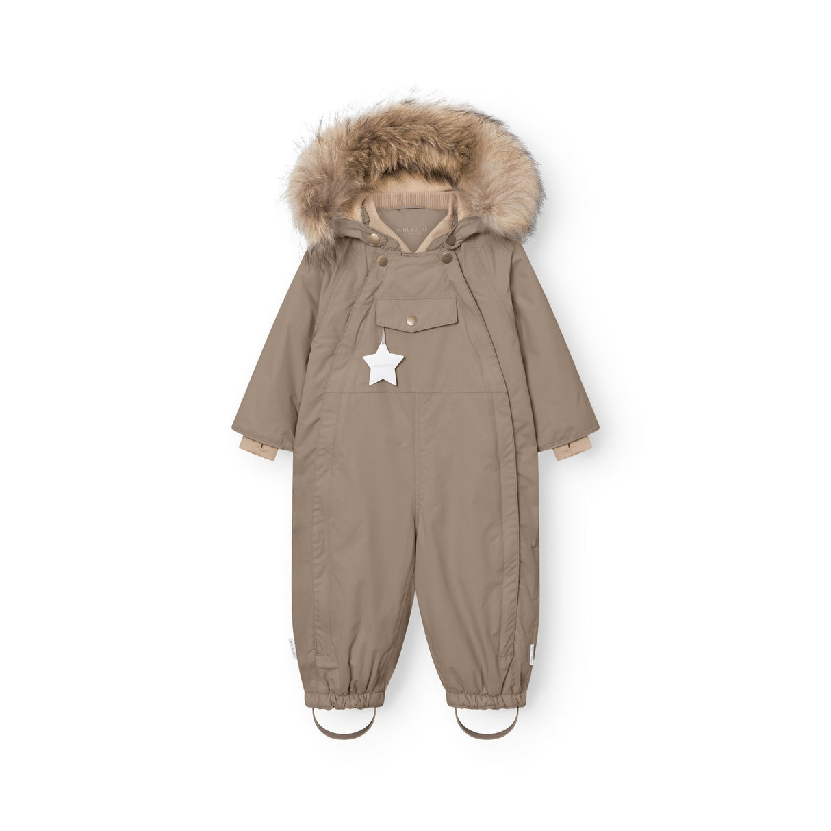 Mini A Ture Grey Brown Matwisti Fleece Lined Snowsuit Fur. Grs