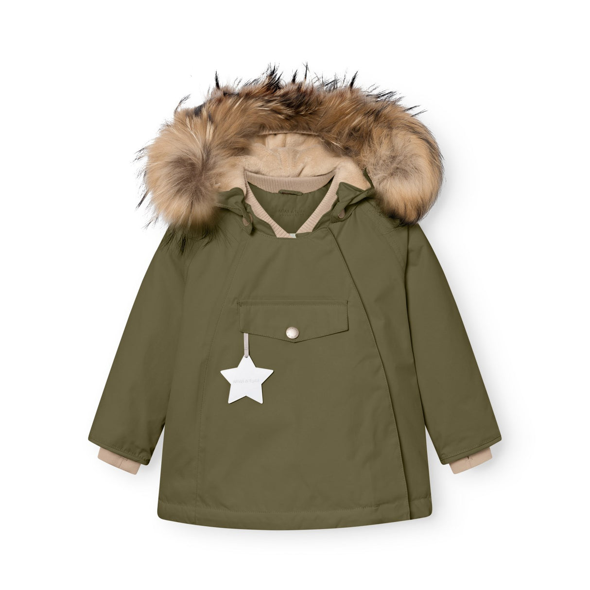 Mini A Ture Kalamata Green Matwang Fleece Lined Winter Jacket Fur. Grs