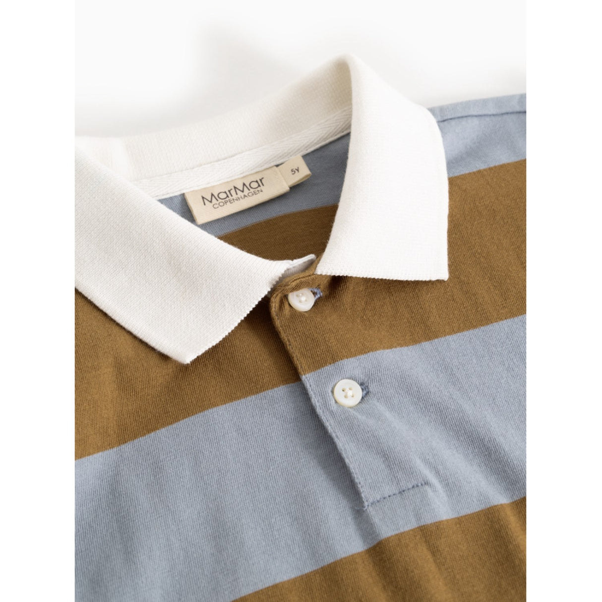 MarMar Cotton Jersey Monsoon Blue Stripe Tad Polo LS Blouse