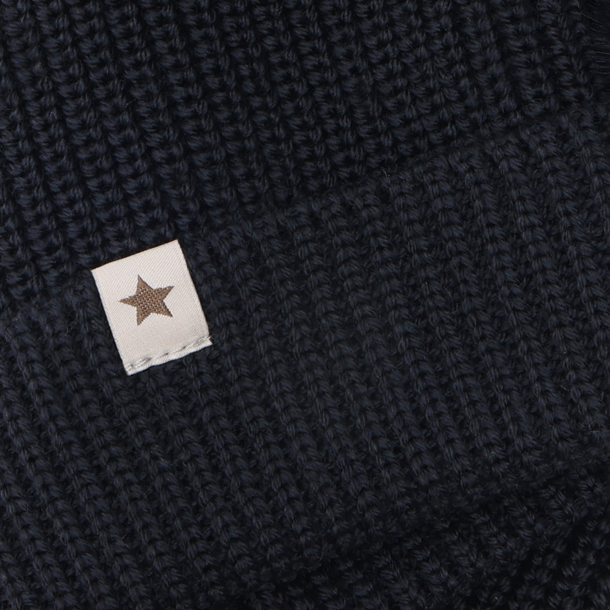 Huttelihut Dark Navy Beanie Wool Knit Pompoms
