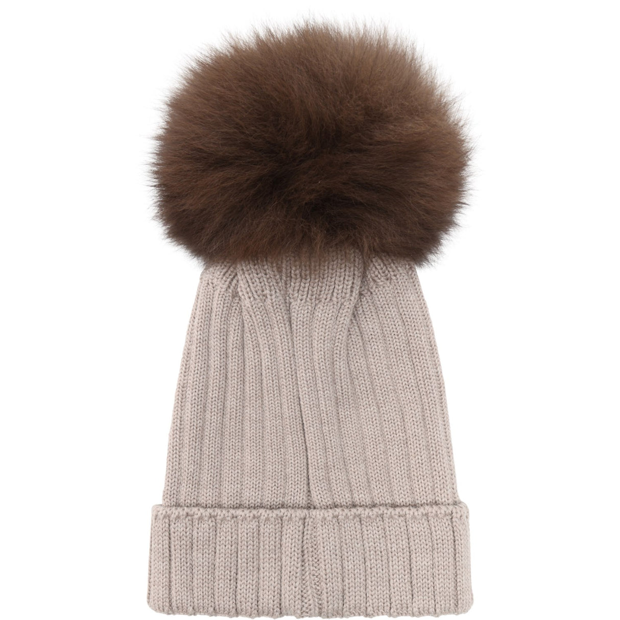 Huttelihut Camel Melange Hat Knit Alpaca Pompom