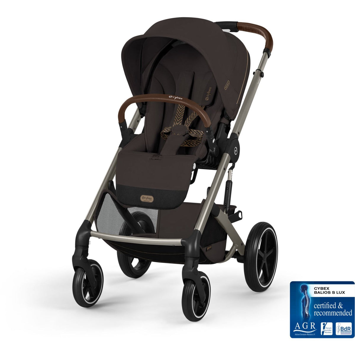 Cybex Chocolate Brown Balios S Lux Tpe Including Foldable Cot