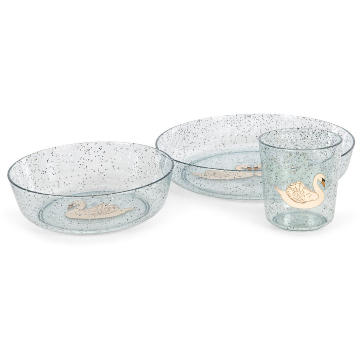 Konges Sløjd Swan Blue Sparkly Dinner Set