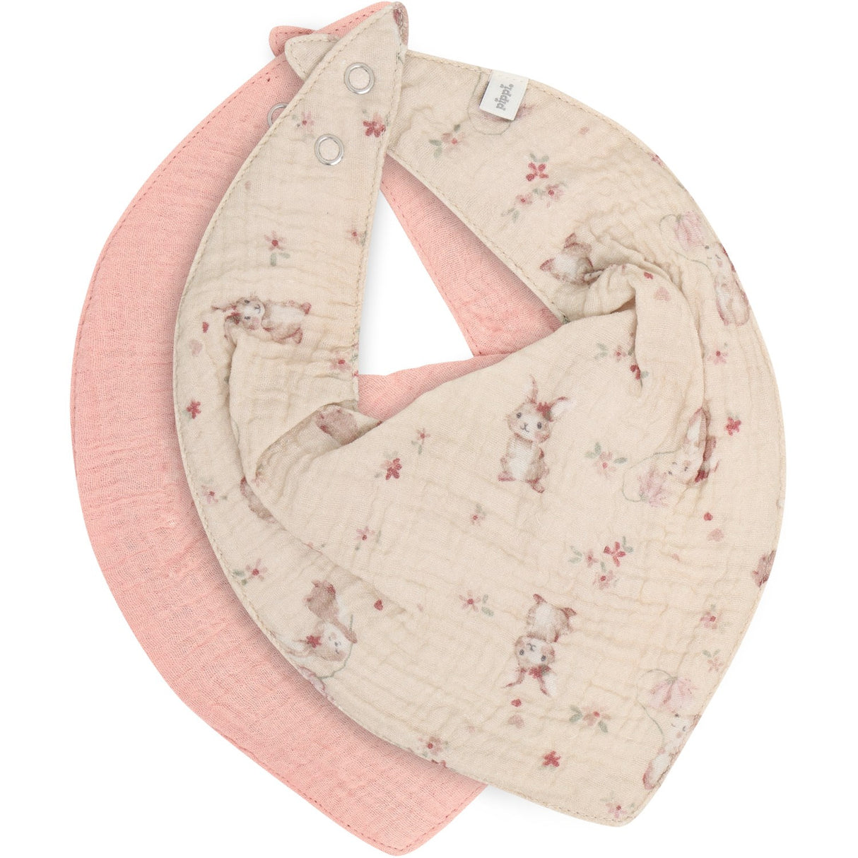 Pippi Rose Tan Bib Muslin W. Aop (2-Pack)
