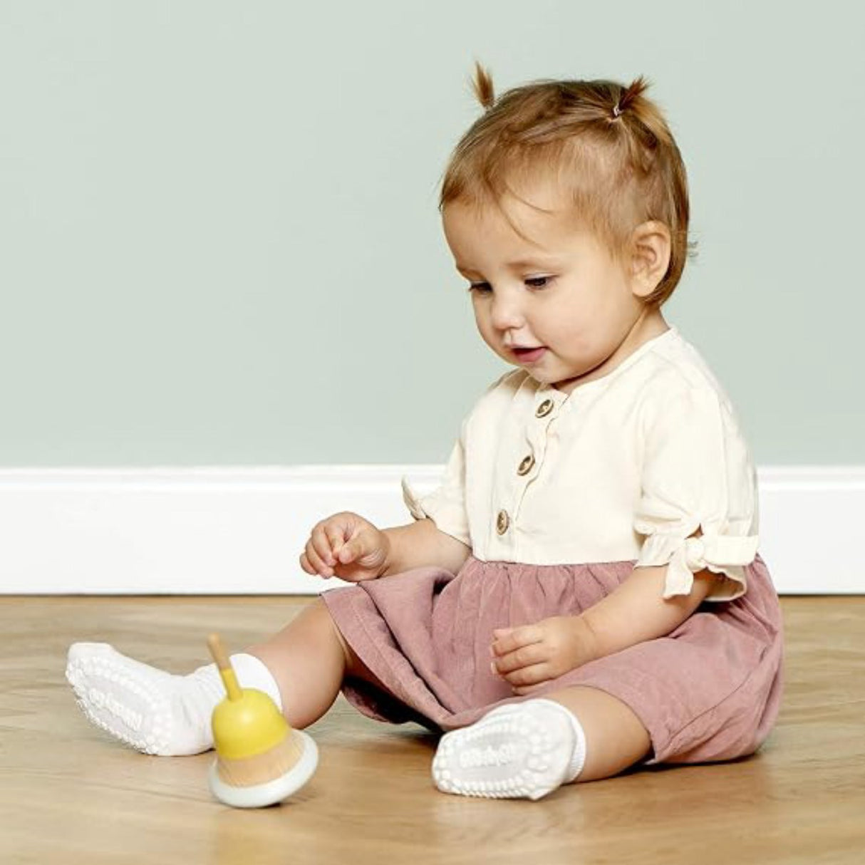 GObabyGO Bamboo Strømper Antislip Offwhite