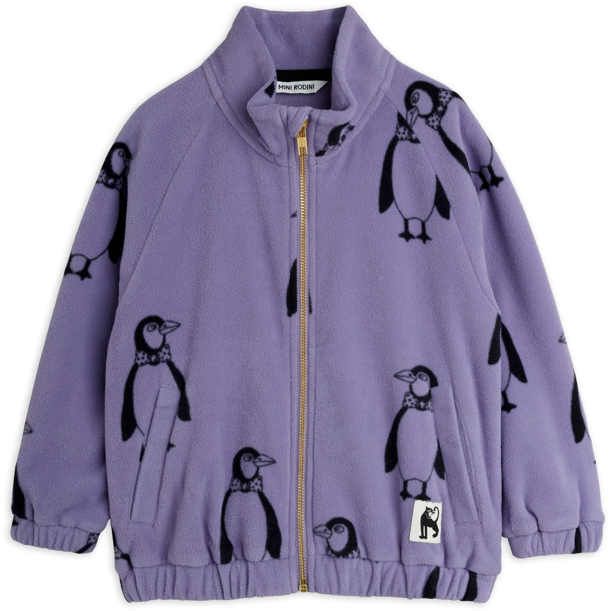 Mini Rodini Purple Penguin AOP Fleece Jacket