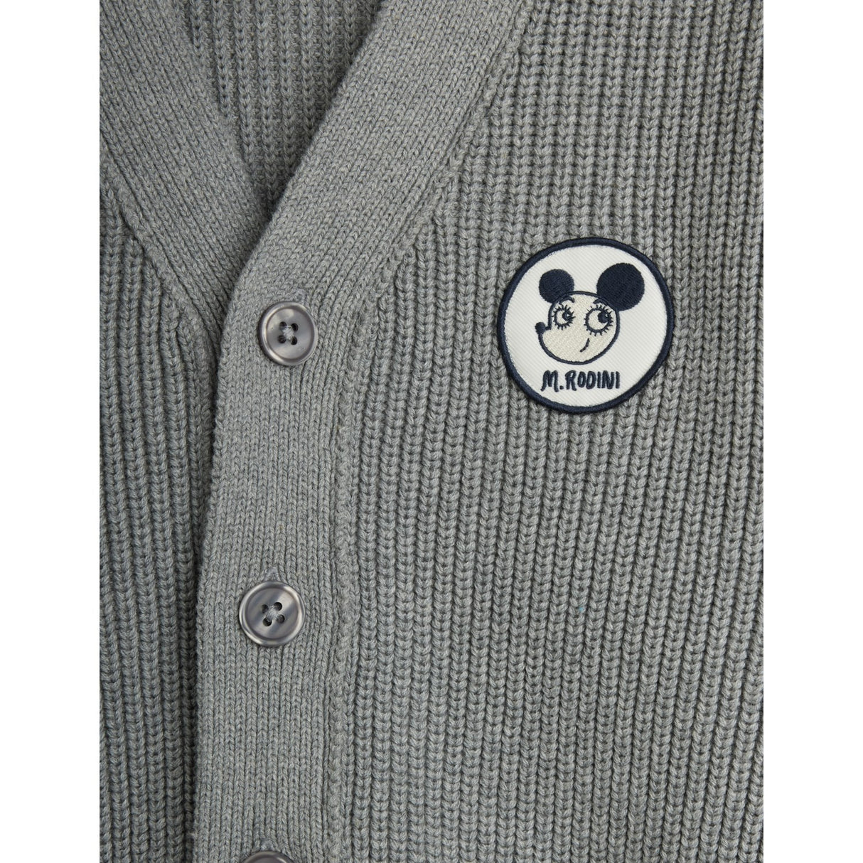 Mini Rodini Grey Melange Ritzratz Patch Knitted Cardigan