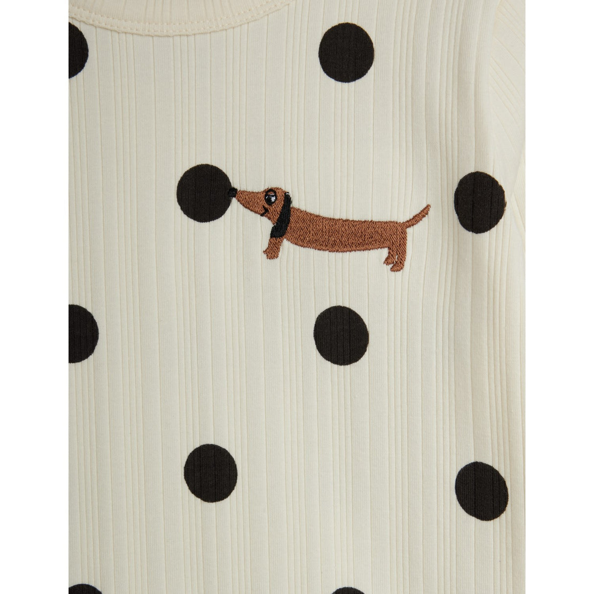 Mini Rodini Off-White Dots AOP Dog Ls Tee