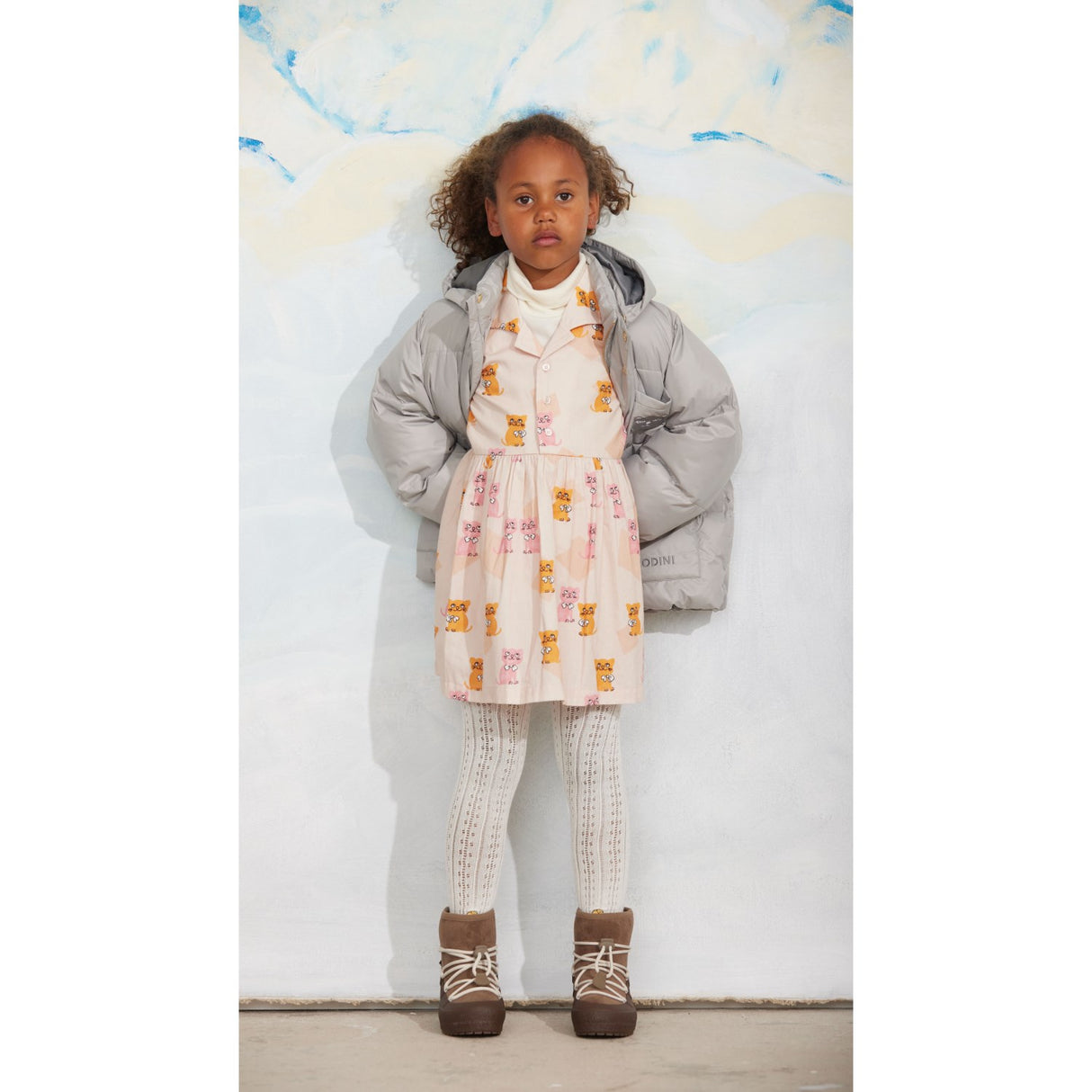 Mini Rodini Grey Cat Ears Heavy Puffer