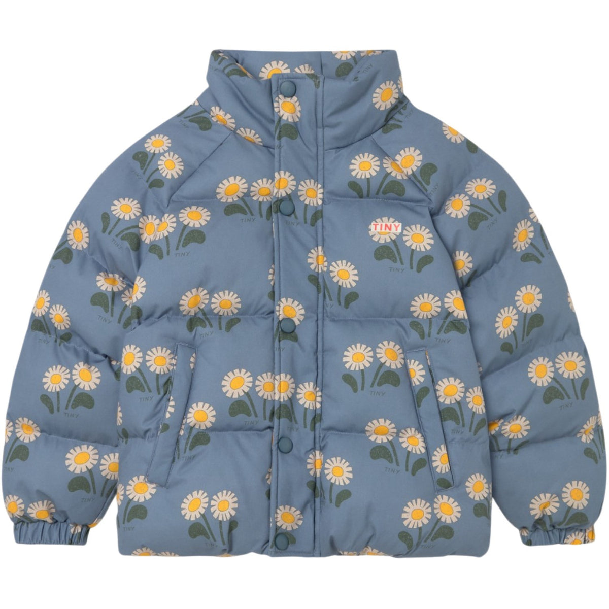 TinyCottons Stone Winter Flowers Short Padded Jacket