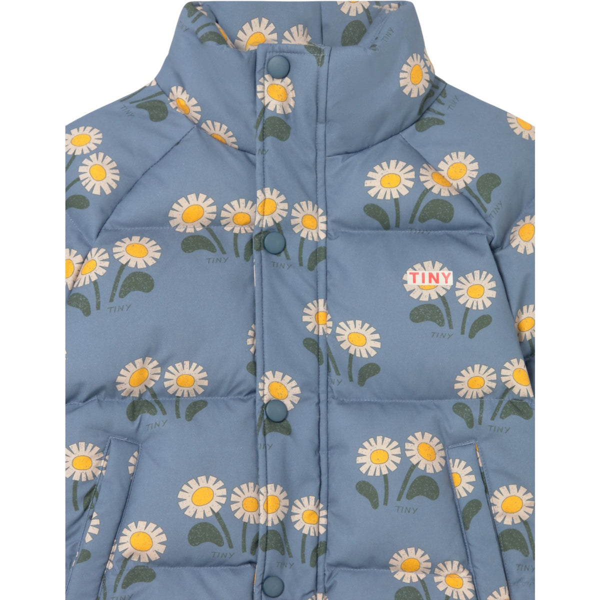 TinyCottons Stone Winter Flowers Short Padded Jacket