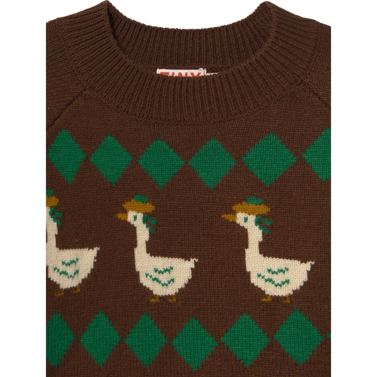 TinyCottons Cacao Green Geese Sweater
