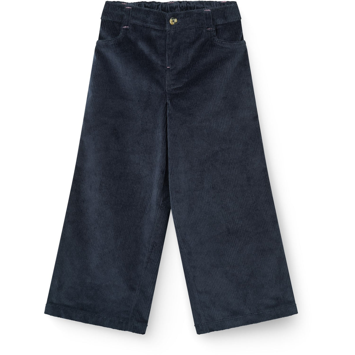 COPENHAGEN COLORS Navy Corduroy Pant W. Wide Leg & Emb. On Backside Pocket