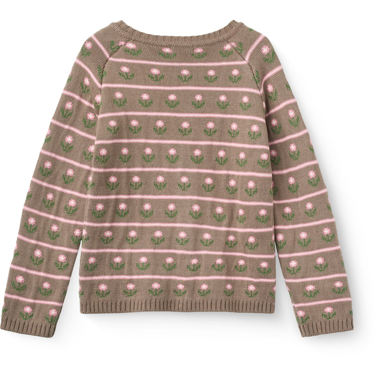 COPENHAGEN COLORS Walnut Flower Knitted Flower Pattern Cardigan