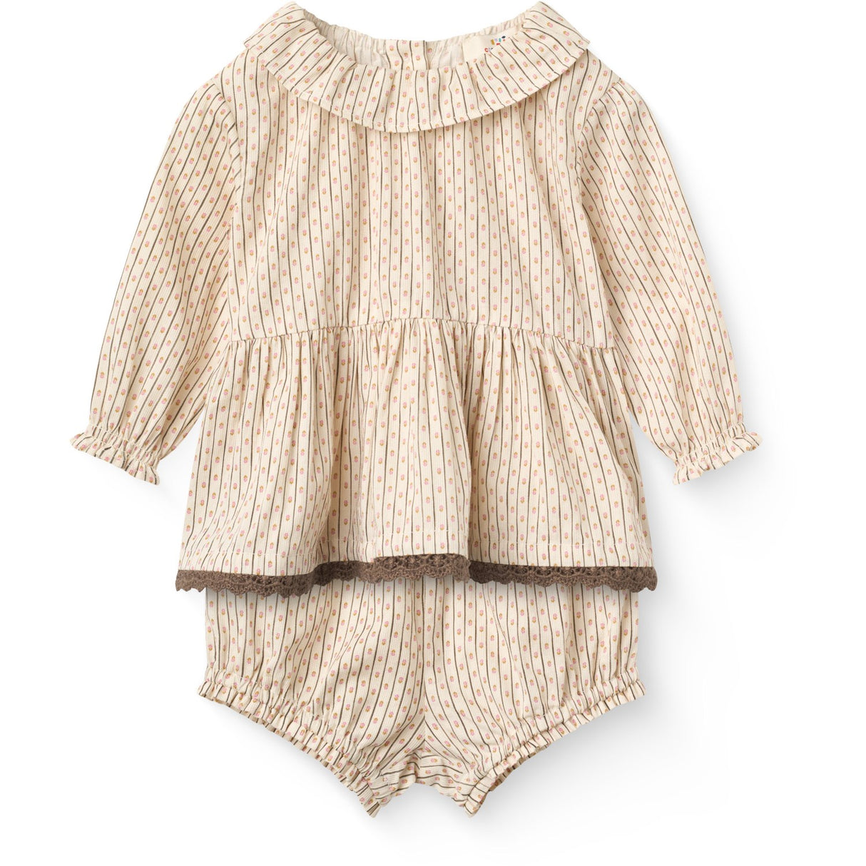 COPENHAGEN COLORS Sand Flower Print Twill Aop Baby Set Blouse & Bloomers