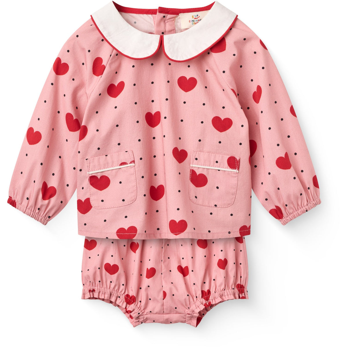 COPENHAGEN COLORS Heart Aop Baby Set W. Heart Aop