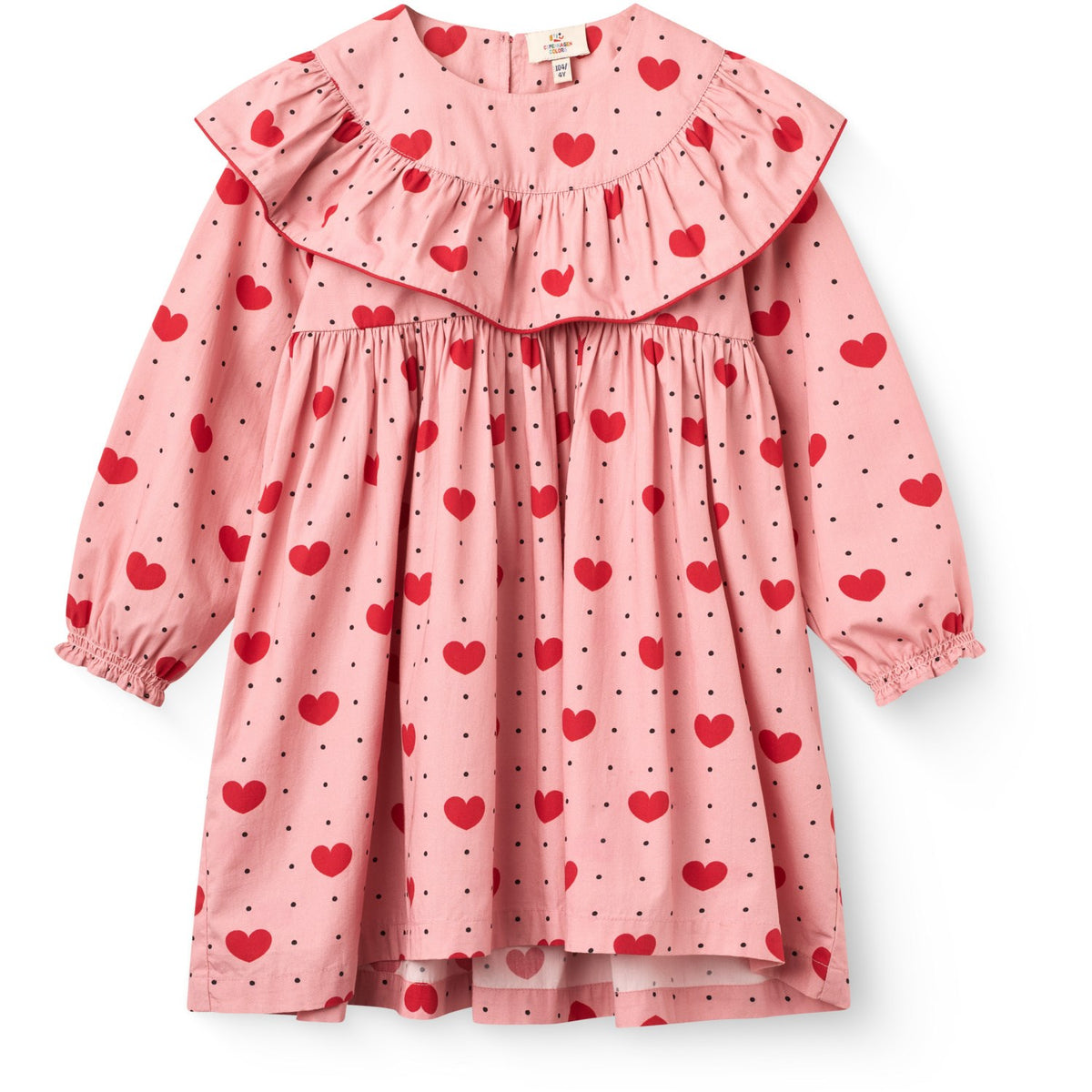 COPENHAGEN COLORS Heart Aop Frill Dress W. Heart Aop