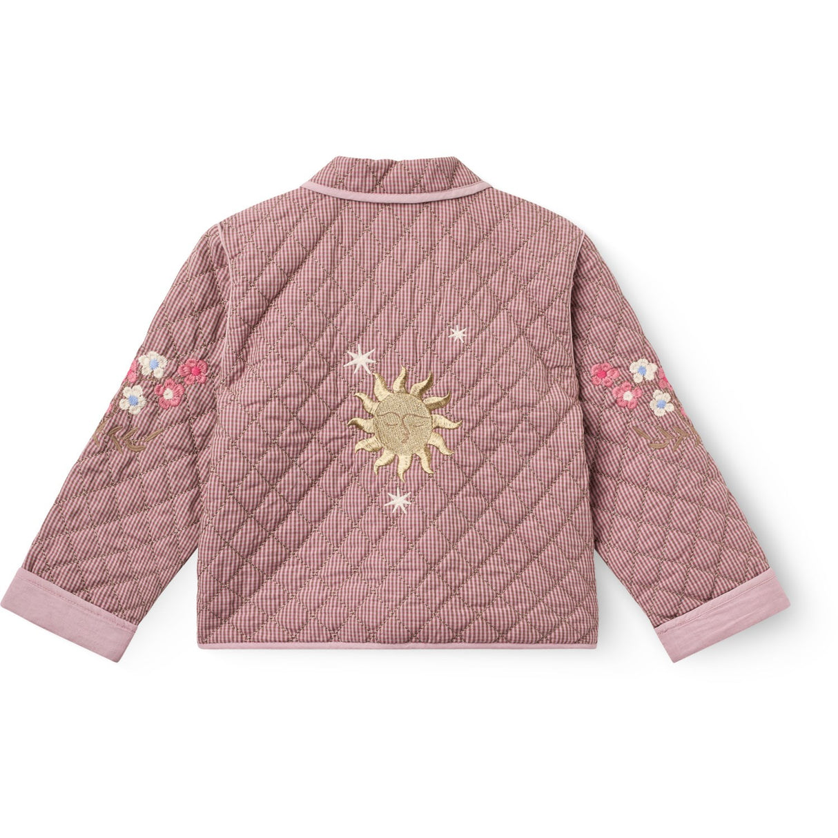COPENHAGEN COLORS Winter Rose Check Comb. Checkered Quilted Jacket W. Embroidery