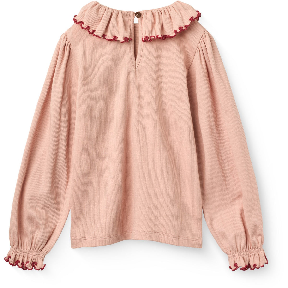 COPENHAGEN COLORS Mellow Rose Comb. Crepe Ls Top W. Frill Collar
