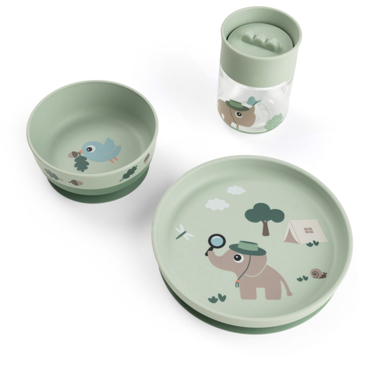 DonebyDeer Green Tiny Trails Foodie Dinner Set With Cup