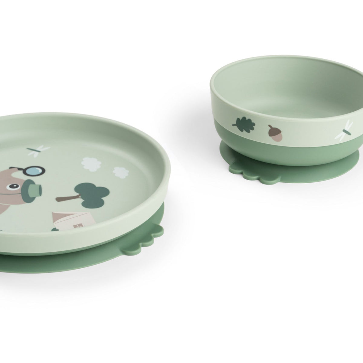 DonebyDeer Green Tiny Trails Foodie Dinner Set With Cup