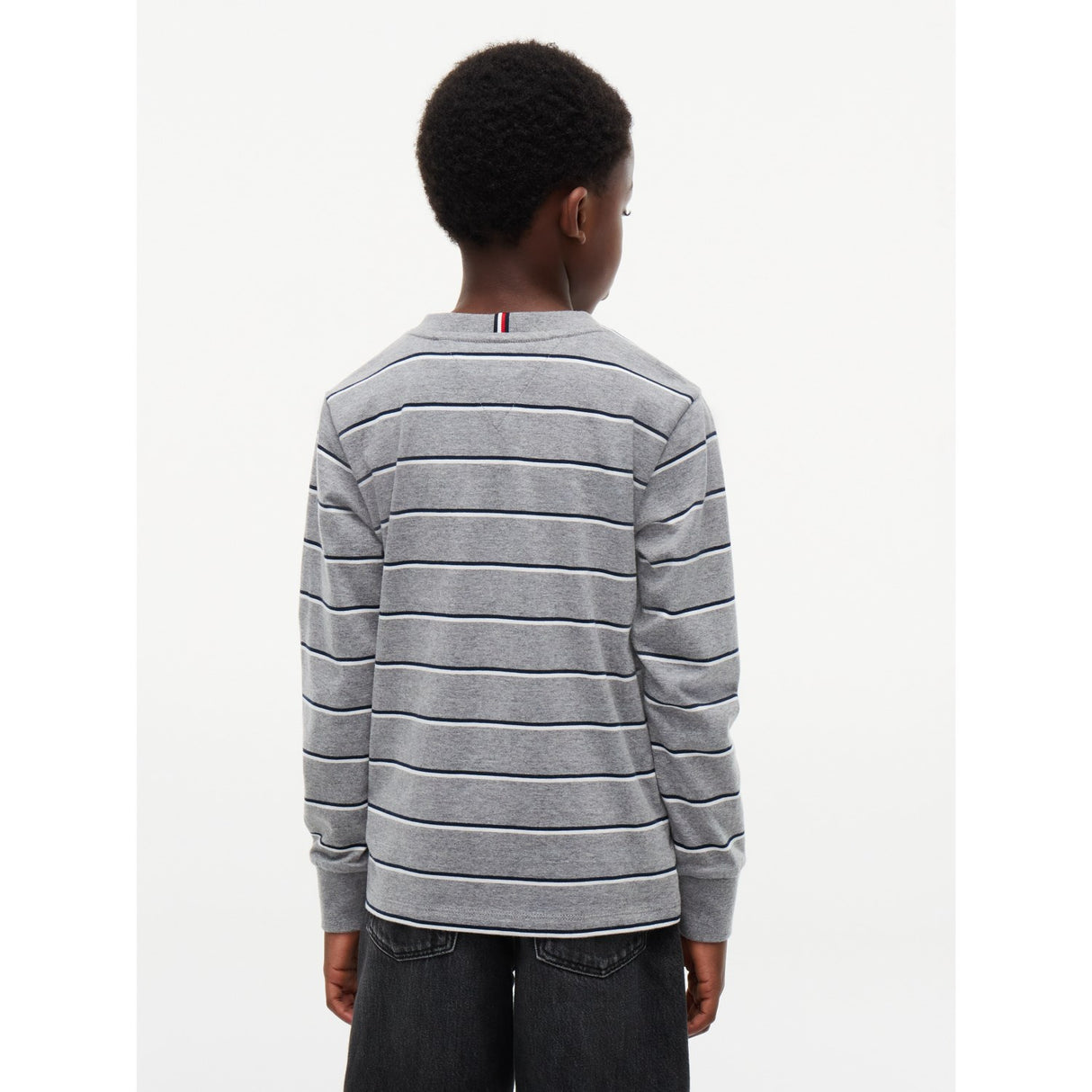 Tommy Hilfiger Medium Grey Heather-Grey Stripe Tee Ls