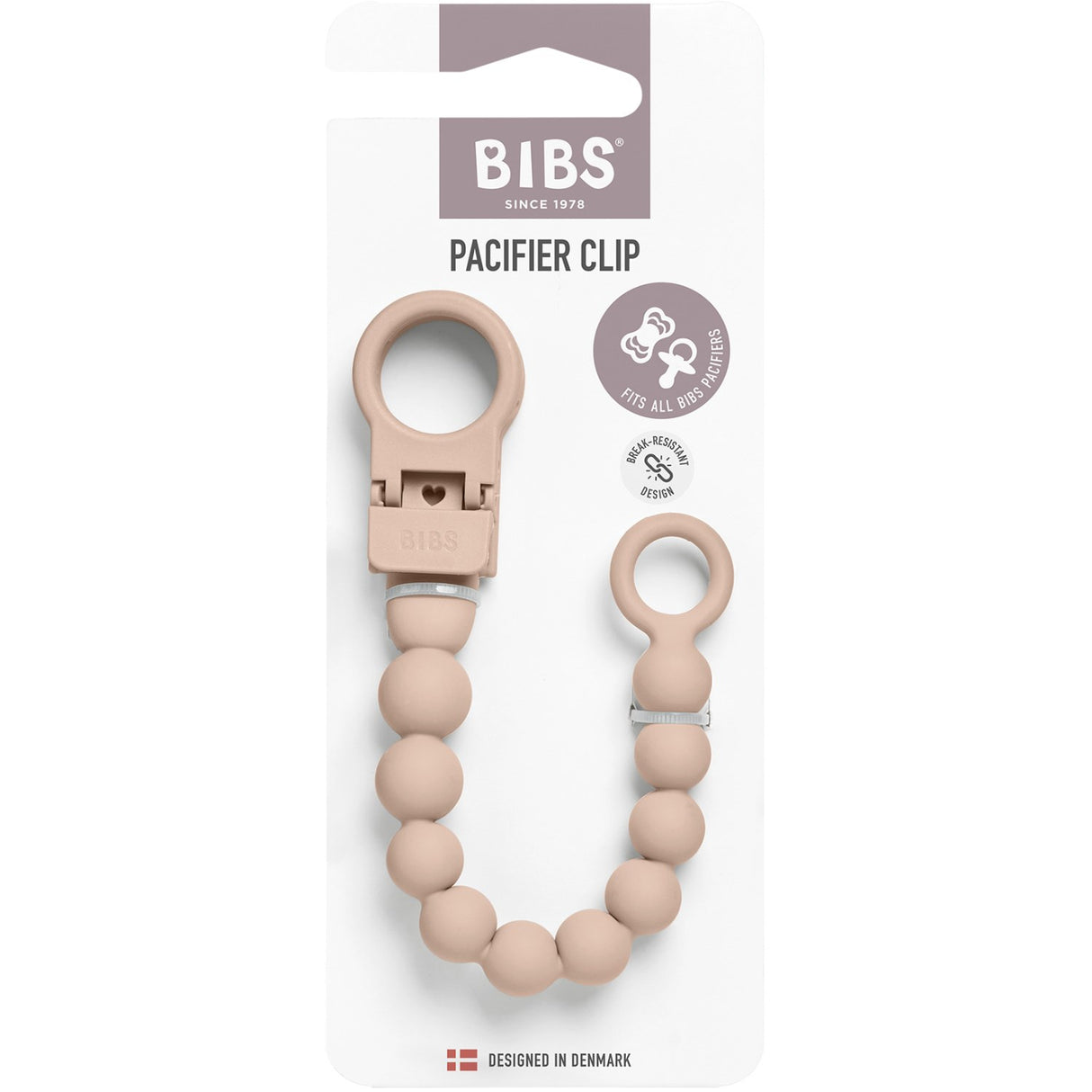 Bibs Blush Pacifier Clip Beaded