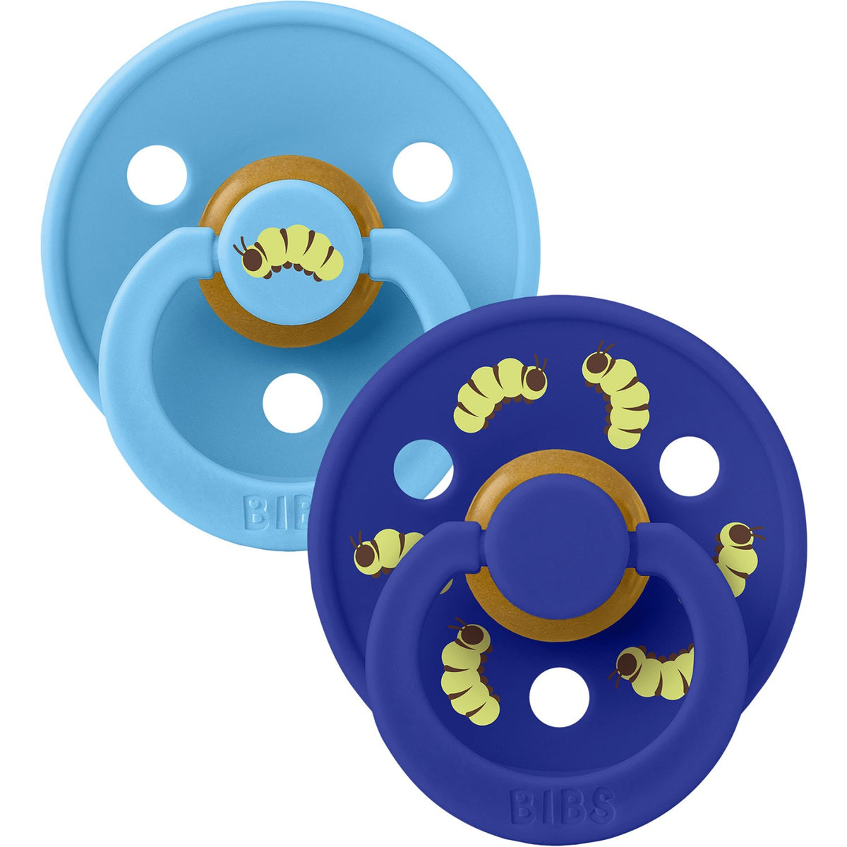 Bibs Breeze / Sonic Studio Colour Pacifier Caterpillar Mix 2 Pack Latex Round