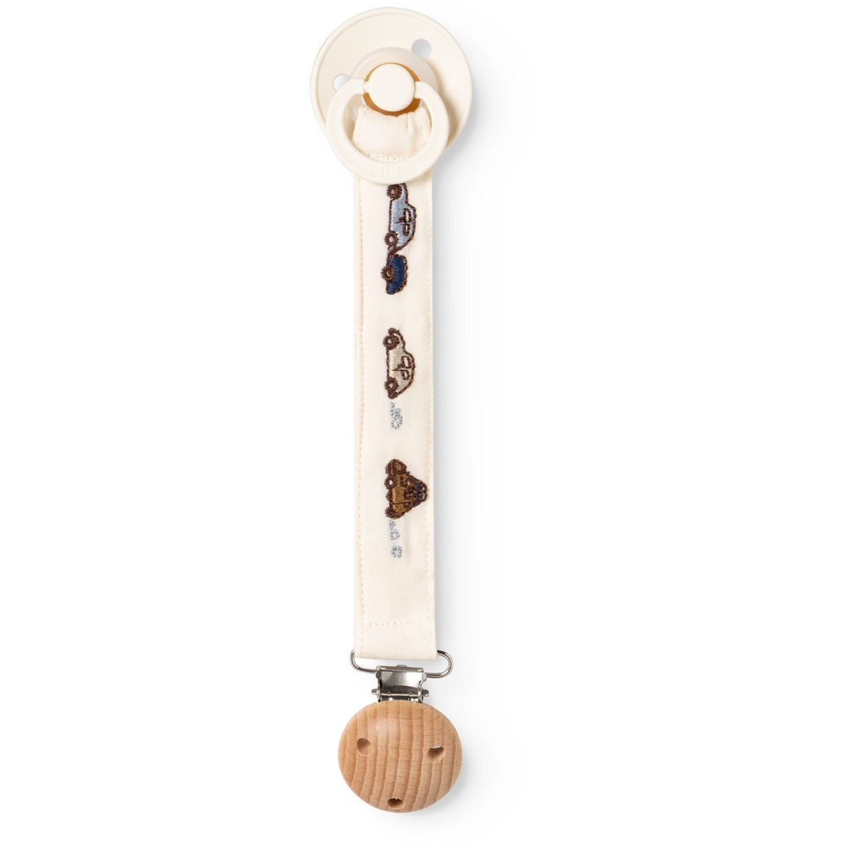 MarMar Crispy Poplin Cars Emb. Alo Embroidery Pacifier Clip