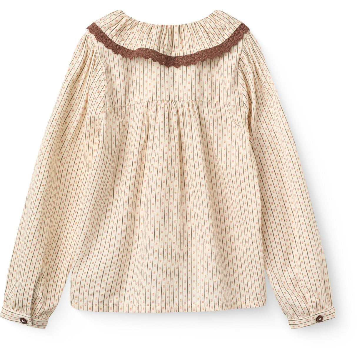 COPENHAGEN COLORS Sand Flower Print Aop Shirt W. Frill & Lace Piping