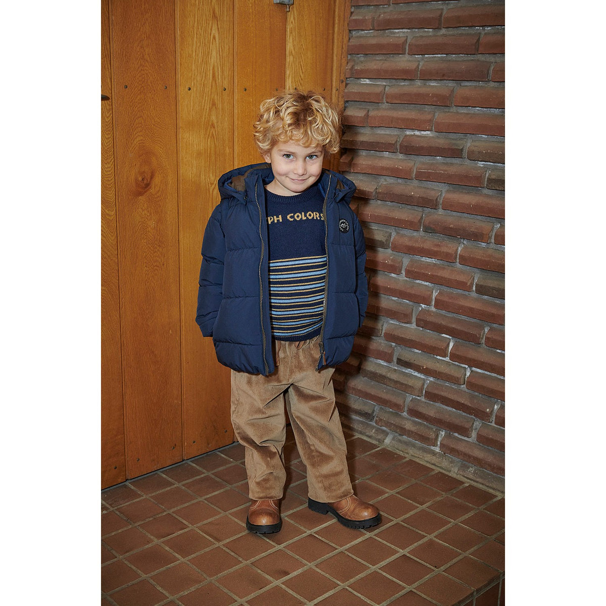 COPENHAGEN COLORS Navy 2 In 1 Puffer Jacket W. Removable Sleeves