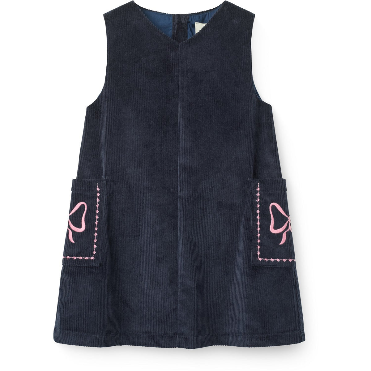 COPENHAGEN COLORS Navy Corduroy Dress W. Embroidery