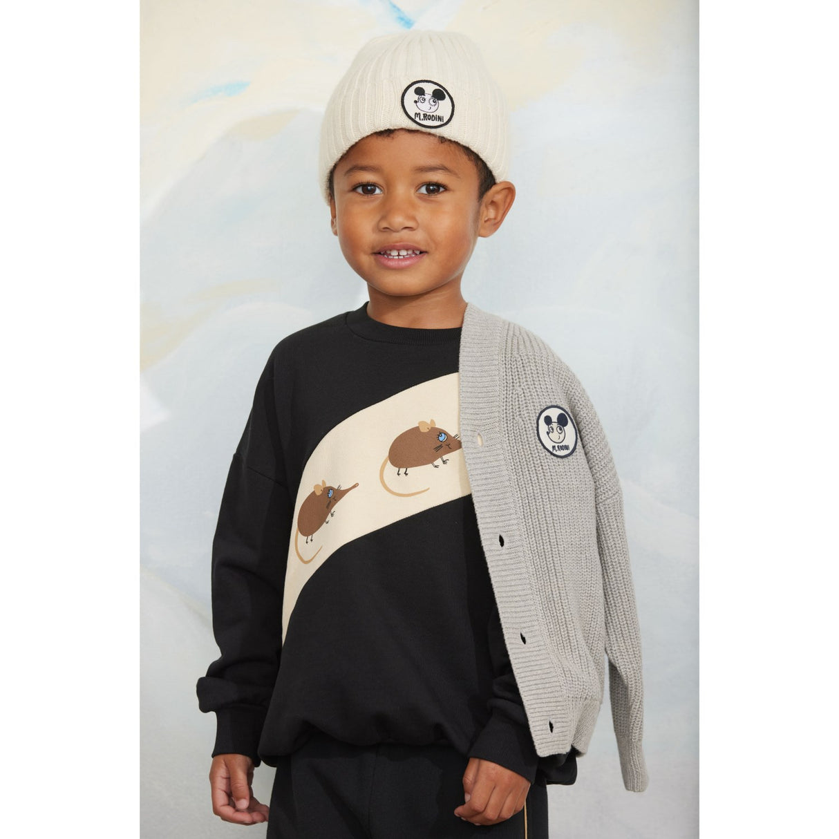 Mini Rodini Black Elephant Shrew Panel Sweatshirt