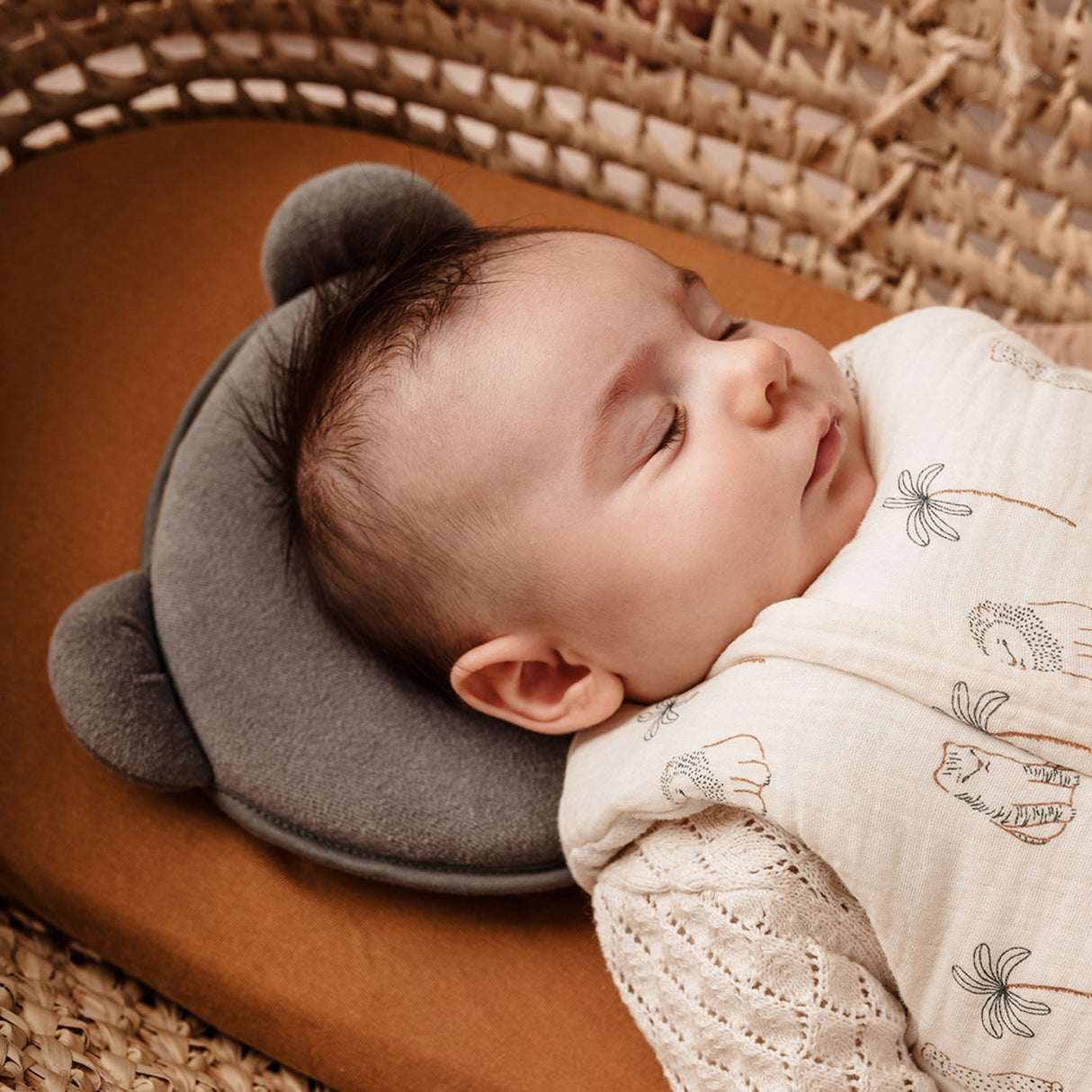 Candide Grey Panda Baby Pillow